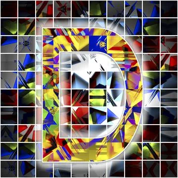 Monogram D with kaleidoscope pattern Illustrazione stock