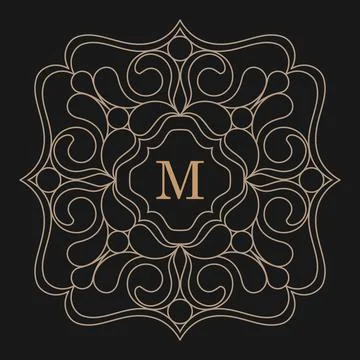 Monogram. Decorative line art. Stock Illustration
