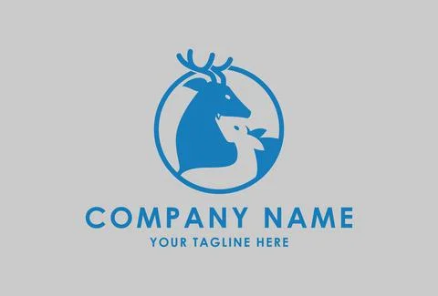 Monogram Deer Couple Logo Design	 Stock Illustration