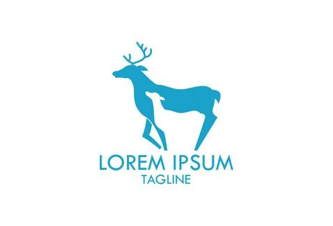 Monogram Deer Couple Logo Design	 Stock Illustration