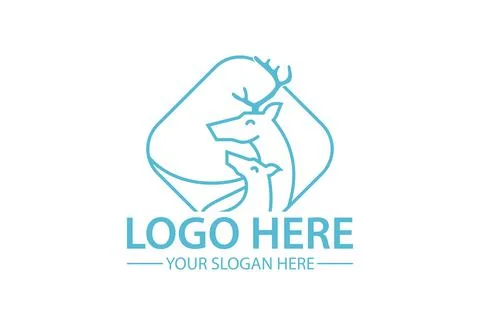 Monogram Deer Couple Logo Design	 Stock Illustration