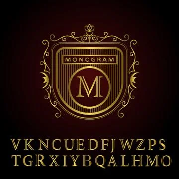 Monogram design elements, English letters. Calligraphic elegant line art logo Stock-Illustration