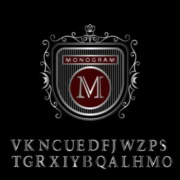 Monogram design elements, English letters. Calligraphic elegant line art logo Stock Illustration