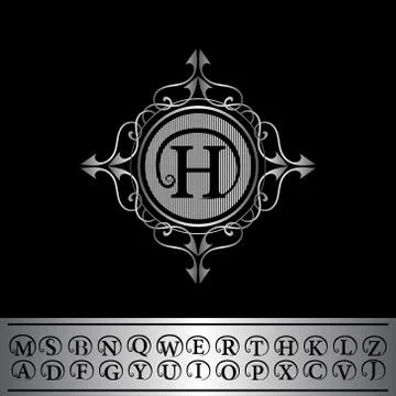 Monogram design elements, English letters. Calligraphic elegant line art logo Stock-Illustration