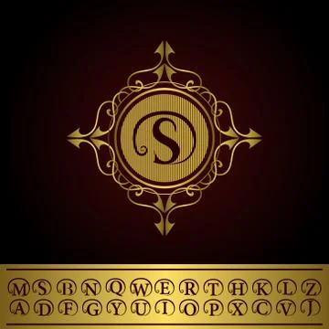 Monogram design elements, English letters. Calligraphic elegant line art logo Stock-Illustration