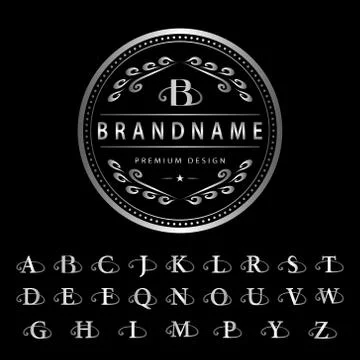 Monogram design elements, English letters. Calligraphic elegant line art logo Stock-Illustration