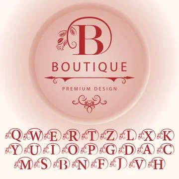 Monogram design elements, English letters. Calligraphic elegant line art logo Stock-Illustration