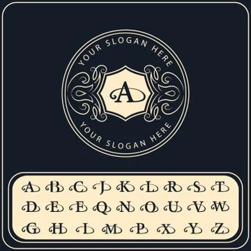 Monogram design elements, English letters. Calligraphic elegant line art logo Stock-Illustration