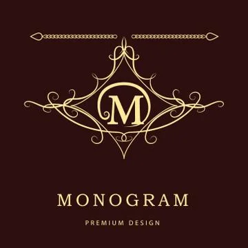 Monogram design elements, graceful template. Elegant line art logo design. .. Stock Illustration