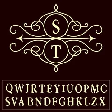 Monogram design elements, graceful template. Letter S,T, M, R, E, B, C, W, .. Stock-Illustration