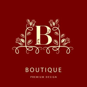 Monogram design elements, graceful template. Elegant line art logo design. .. 스톡 일러스트