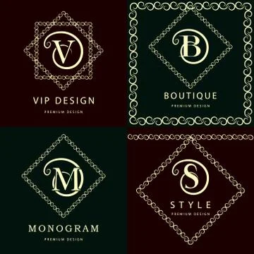 Monogram design elements, graceful template. Elegant line art logo . Letter.. Stock-Illustration