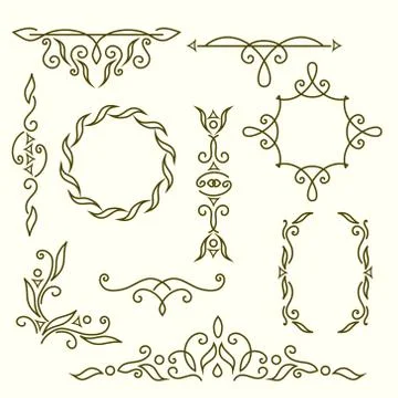 Monogram design elements, graceful template. Elegant line art logo , frames.. Stock Illustration