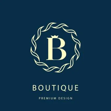 Monogram design elements, graceful template. Elegant line art logo . Letter.. Stock Illustration