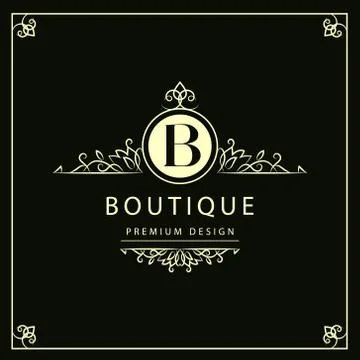 Monogram design elements, graceful template. Elegant line art logo . Busine.. Stock Illustration