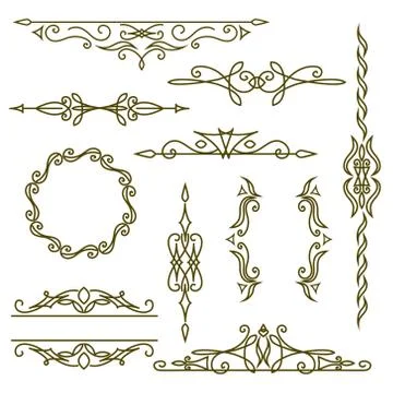 Monogram design elements, graceful template. Elegant line art logo , frames.. Illustrazione stock