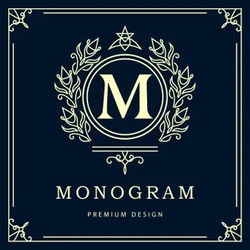 Monogram design elements, graceful template. Elegant line art logo . Busine.. Stock-Illustration