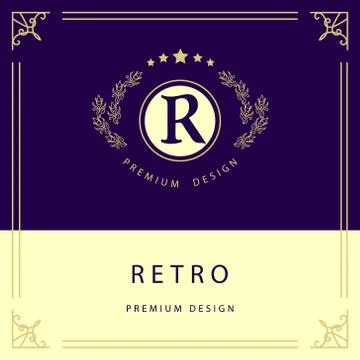 Monogram design elements, graceful template. Elegant line art logo design. .. Illustrazione stock