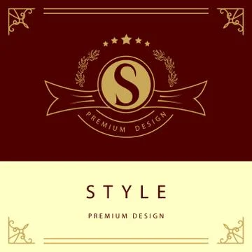 Monogram design elements, graceful template. Elegant line art logo design. .. Stock Illustration