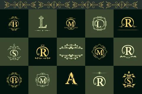 Monogram design elements, graceful template. Elegant line art logo . Busine.. Stock Illustration