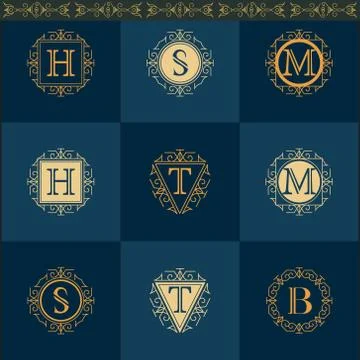 Monogram design elements, graceful template. Elegant line art logo design. .. Stock-Illustration