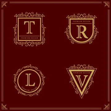 Monogram design elements, graceful template. Elegant line art logo design. .. Stock Illustration