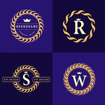 Monogram design elements, graceful template. Calligraphic elegant line logo Stock Illustration