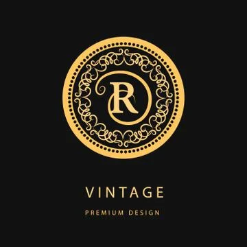 Monogram design elements, graceful template. Calligraphic elegant line logo Illustrazione stock