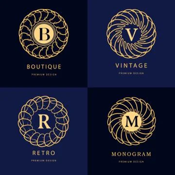 Monogram design elements, graceful template. Calligraphic elegant line logo Stock Illustration