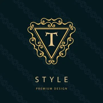 Monogram design elements, graceful template. logo design. Letter emblem T Stock Illustration