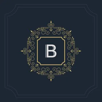 Monogram design elements, graceful template. logo design. Letter emblem B Stock Illustration