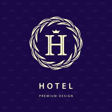 Monogram design elements, graceful template. Elegant line art logo . Letter H Stock Illustration