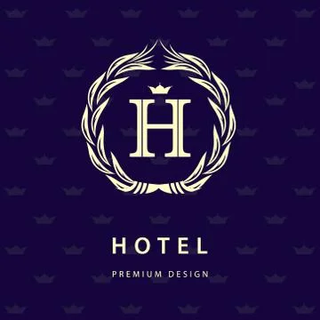 Monogram design elements, graceful template. Elegant line art logo . Letter H Stock-Illustration