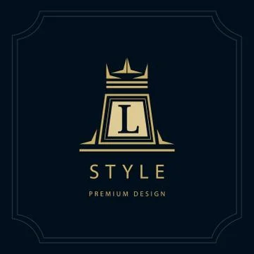 Monogram design elements, graceful template. logo design. Letter emblem L 스톡 일러스트