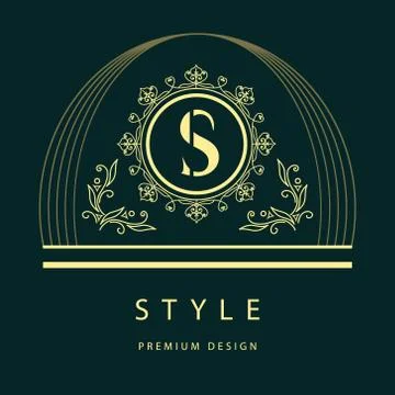 Monogram design elements, graceful template. Elegant line art logo . Business Stock-Illustration