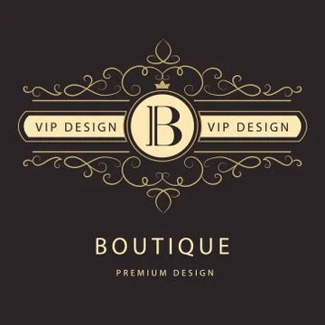 Monogram design elements, graceful template. Elegant line art logo . Business Stock-Illustration
