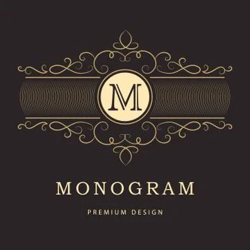Monogram design elements, graceful template. Elegant line art logo . Business Stock Illustration
