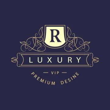 Monogram design elements, graceful template. Elegant line art logo . Business Stock Illustration