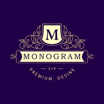 Monogram design elements, graceful template. Elegant line art logo design.   Stock-Illustration