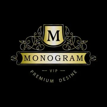 Monogram design elements, graceful template. Elegant line art logo design.   스톡 일러스트