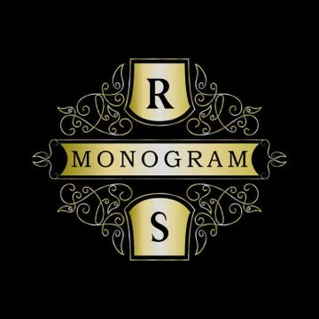 Monogram design elements, graceful template. Elegant line art logo design.   Stock-Illustration