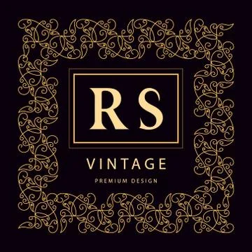 Monogram design elements, graceful template. Elegant line art logo . Business Stock Illustration