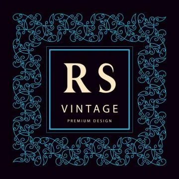 Monogram design elements, graceful template. Elegant line art logo design.   Stock Illustration