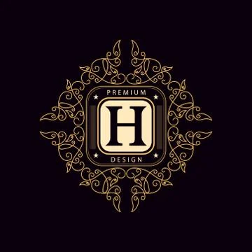 Monogram design elements, graceful template. Elegant line art logo . Business Stock Illustration