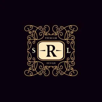 Monogram design elements, graceful template. Elegant line art logo . Business Stock Illustration