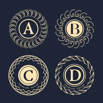 Monogram design elements, graceful template. Elegant line art logo . Business Stock-Illustration