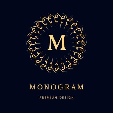 Monogram design elements, graceful template. Elegant line art logo design.   Stock Illustration