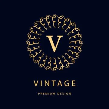 Monogram design elements, graceful template. Elegant line art logo . Business Stock Illustration