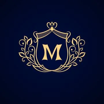 Monogram design elements, graceful template. Elegant line art logo . Business Stock Illustration