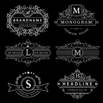 Monogram design elements, graceful template. Elegant line art logo . Business Stock-Illustration